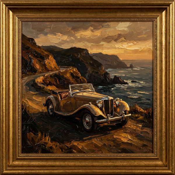 Custom car art oil painting style example
